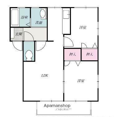 グリーンコート(2LDK/1階)の間取り写真