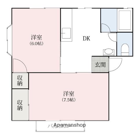 サンヒルズAB(2K/1階)の間取り写真