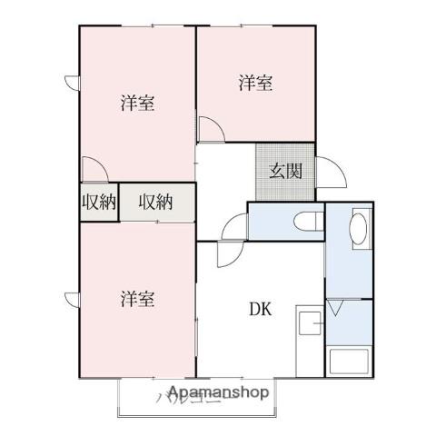 グランドール山王(3DK/2階)の間取り写真