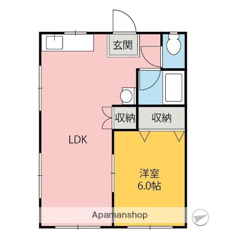 ミナミハイツ(1LDK/2階)の間取り写真