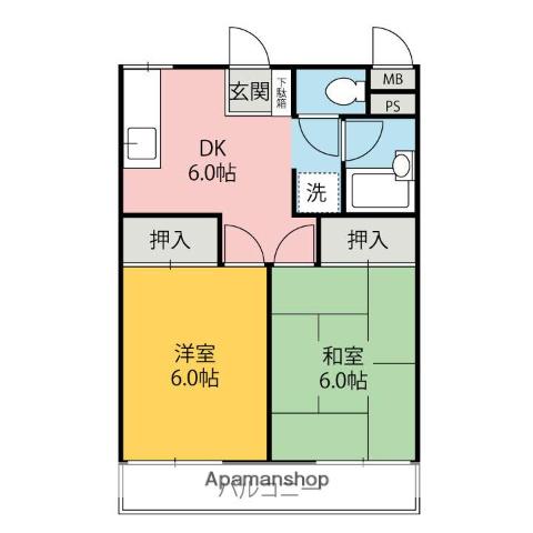 メゾン渡辺(2DK/1階)の間取り写真