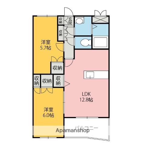 ピノ・ソレアード(2LDK/1階)の間取り写真