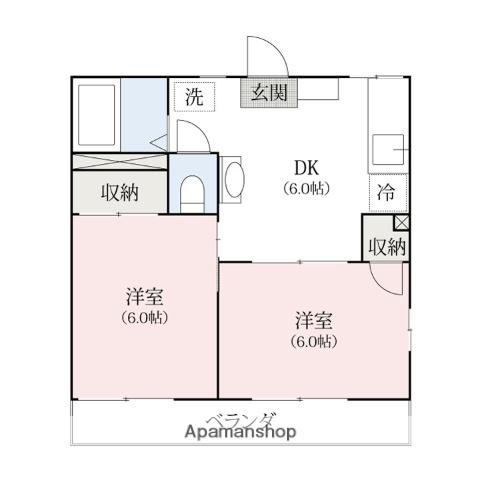 コーポラスゆたか(2DK/1階)の間取り写真