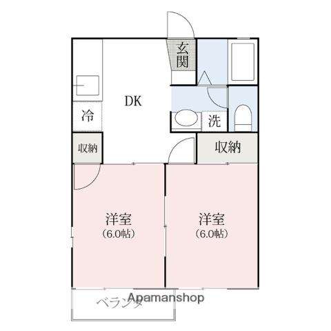 ボナール千吉良AB(2DK/2階)の間取り写真