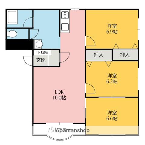 パーシモン山王(3LDK/1階)の間取り写真