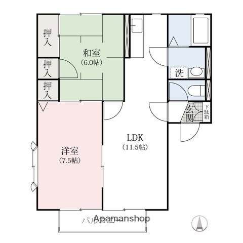 グリーンパレス(2LDK/2階)の間取り写真