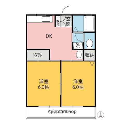 メゾンマリオ(2DK/2階)の間取り写真