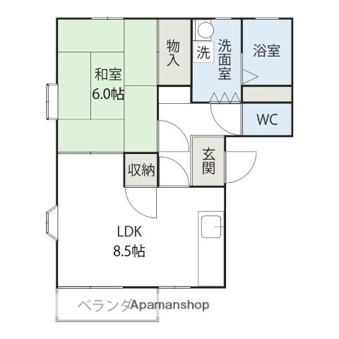 SKコーポ(1LDK/2階)の間取り写真