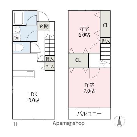 K&ASコーポ(2LDK/1階)の間取り写真