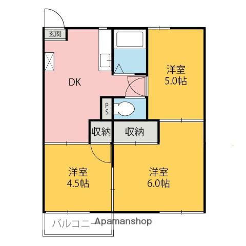パークハイツ(3DK/1階)の間取り写真