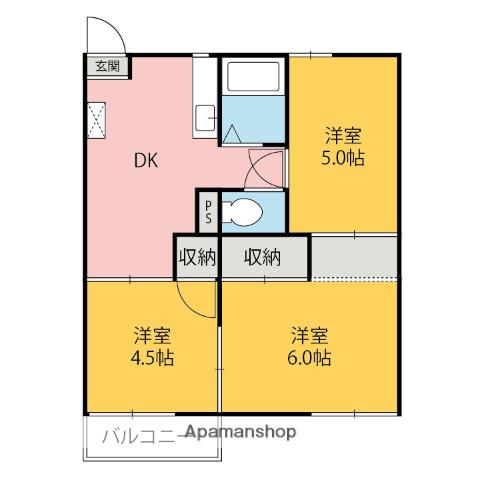 パークハイツ(3DK/1階)の間取り写真