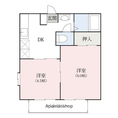 サンアイリス(2DK/1階)の間取り写真
