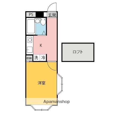 ベルピアドリーム太田Ⅱ(1K/2階)の間取り写真