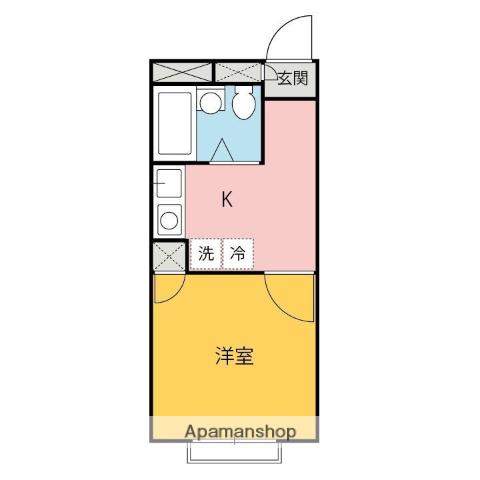 ベルピアドリーム太田Ⅱ(1K/2階)の間取り写真