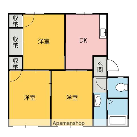 ヴィラリエゾン(3DK/2階)の間取り写真