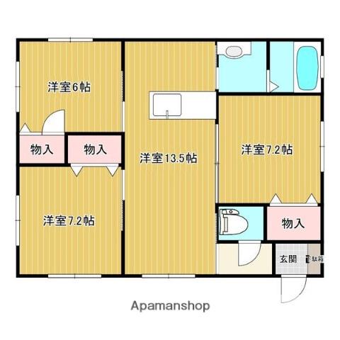 東武伊勢崎・大師線 新伊勢崎駅 徒歩34分 1階建 築19年(3LDK)の間取り写真