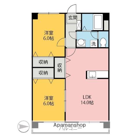 レオドリーム桐生(2LDK/2階)の間取り写真