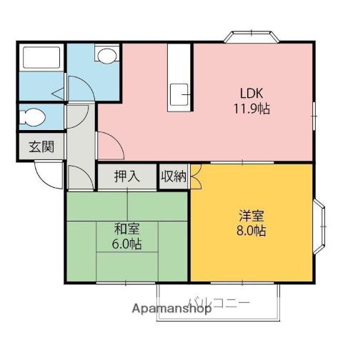 シャルマンハイツAB(2LDK/1階)の間取り写真