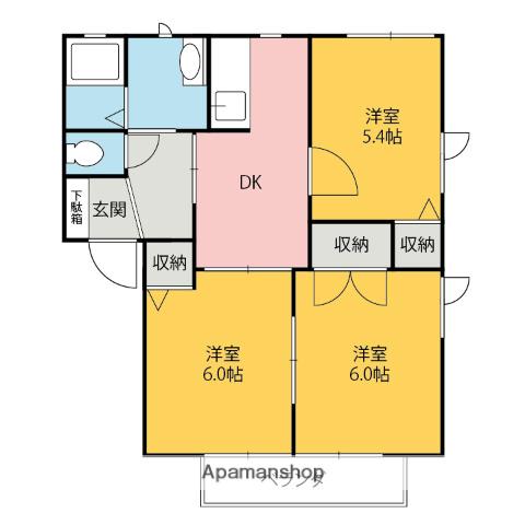エルフローラ(3DK/1階)の間取り写真