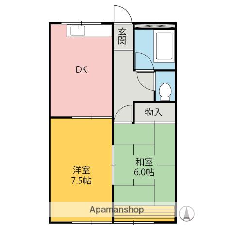 第1エマハイツ(2DK/2階)の間取り写真
