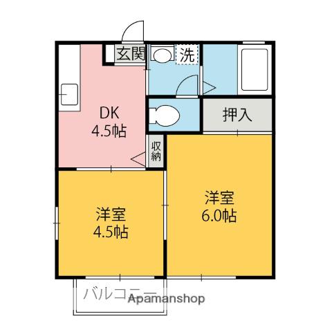 プランタン(2K/1階)の間取り写真