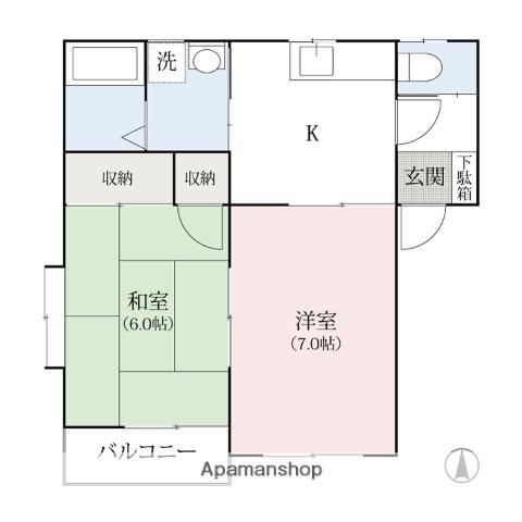 ミラハイツCD(2K/2階)の間取り写真
