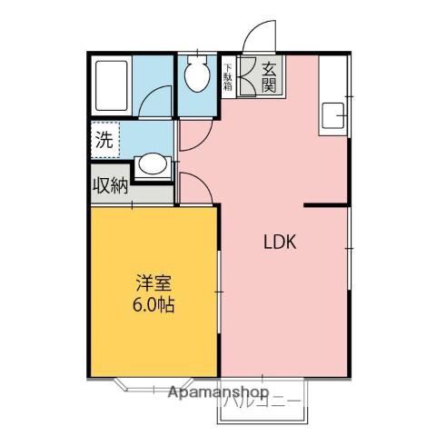 ジーヴァ 2(1LDK/1階)の間取り写真