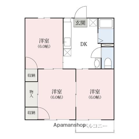 パールハイツ(3DK/1階)の間取り写真