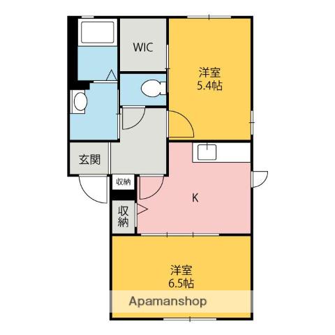 アネーロ(2K/2階)の間取り写真