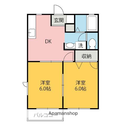 レジデンスみなみEFGH(2DK/1階)の間取り写真