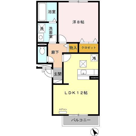 フローラM2(1LDK/1階)の間取り写真