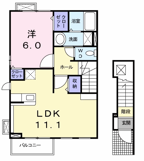 トランキルリュ-(1LDK/2階)の間取り写真