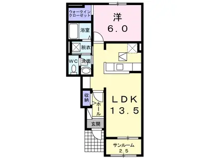 ヴァンクール(1LDK/1階)の間取り写真