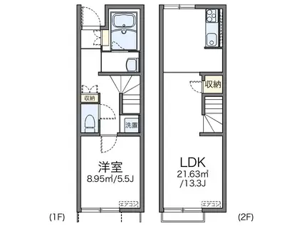 レオネクストじんぼはら駅南(1LDK/1階)の間取り写真