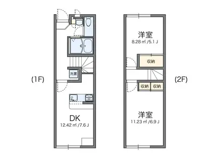 レオパレスノルデングッチ(2DK/1階)の間取り写真