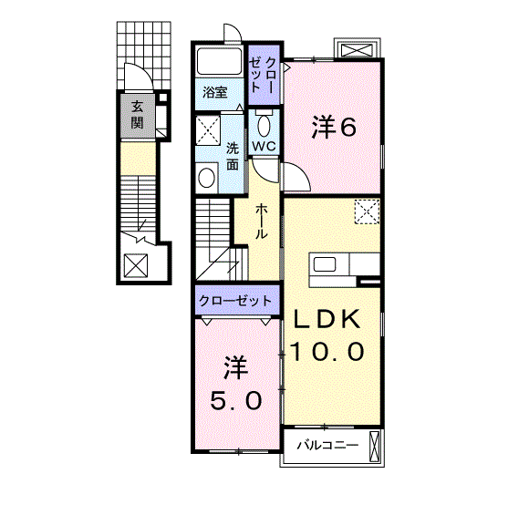 ミニョン・エレガンテ(2LDK/2階)の間取り写真