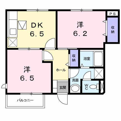 アプリコットB(2DK/1階)の間取り写真