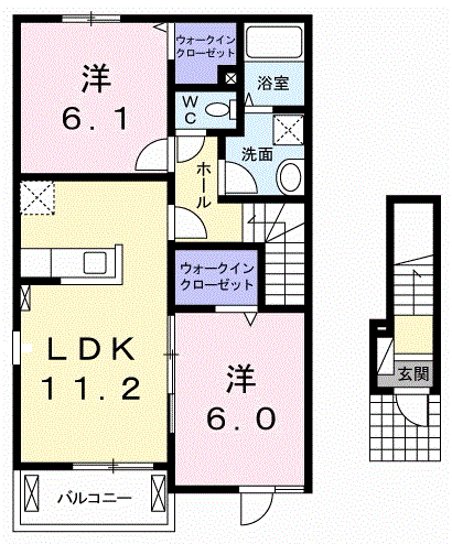 グローヴ ハウス EK(2LDK/2階)の間取り写真