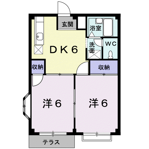 メゾントミーⅡ(2DK/1階)の間取り写真