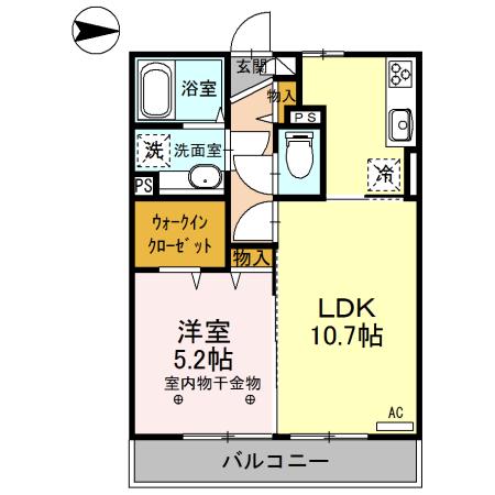 エメラルドグリーン(1LDK/3階)の間取り写真