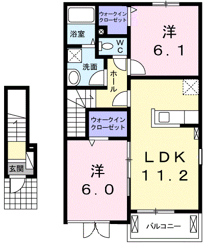 ラ・ヴィエルジュ(2LDK/2階)の間取り写真