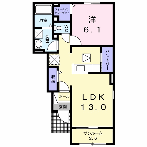 ガーデン コート 三和Ⅱ(1LDK/1階)の間取り写真