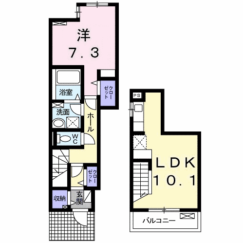 セントレーアⅠ(1LDK/1階)の間取り写真