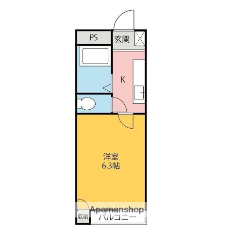 フラッツプラザK A(1K/2階)の間取り写真