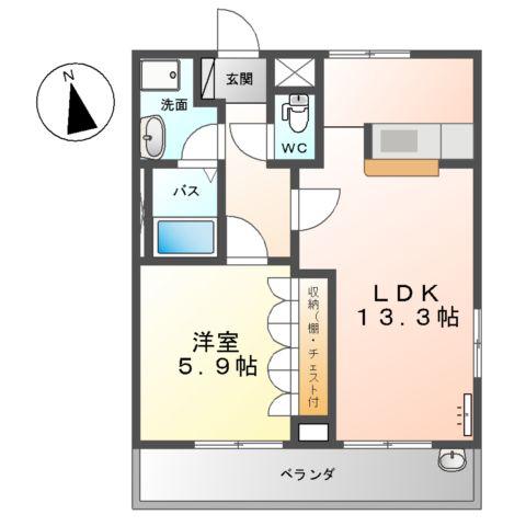 エレガンスⅡ(1LDK/2階)の間取り写真