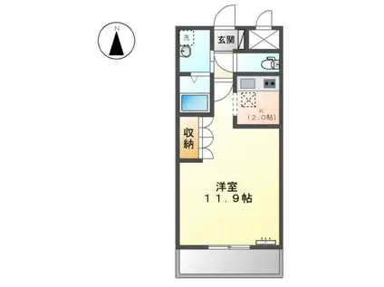 両毛線 伊勢崎駅 徒歩52分 2階建 築17年(1K/1階)の間取り写真