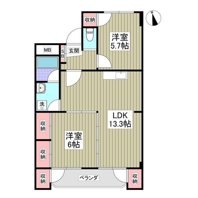 寿ハイツ(2LDK/3階)の間取り写真