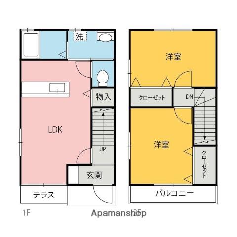 SWEET TOWN(2LDK/1階)の間取り写真