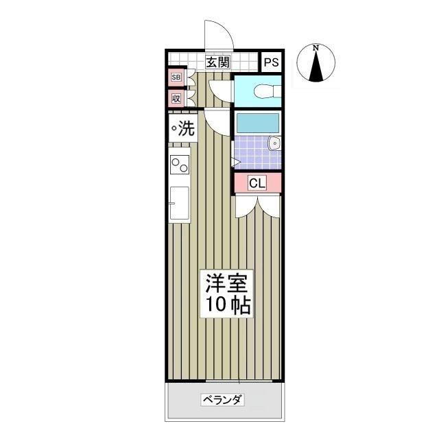 ヴィラ・スリジィエ(ワンルーム/2階)の間取り写真