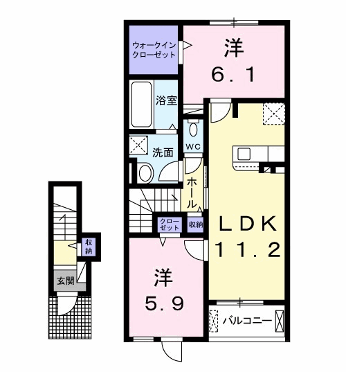 トーサムポロⅡ(2LDK/2階)の間取り写真